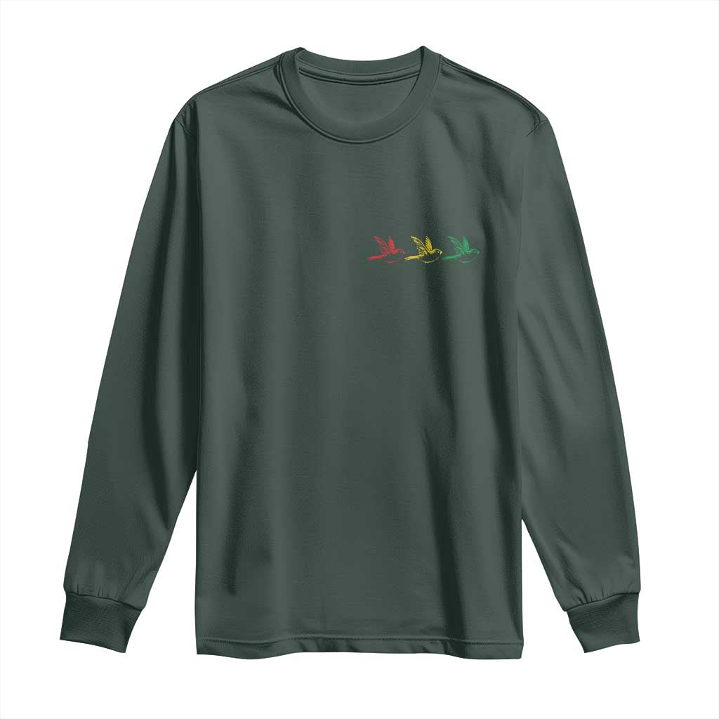 Little Birds Long Sleeve Shirt Rastafari Rasta Reggae Music Jamaican Pride TS10 Dark Forest Green Print Your Wear