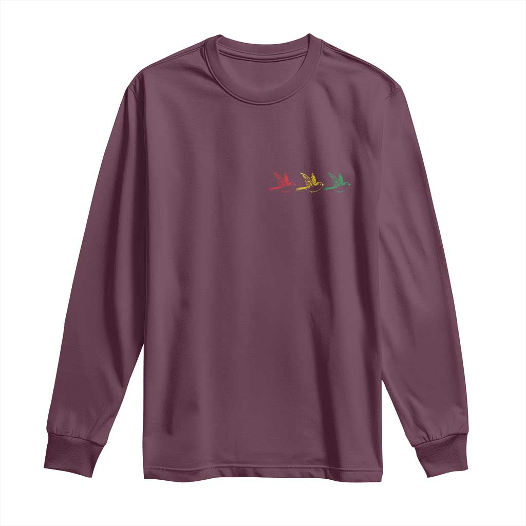 Little Birds Long Sleeve Shirt Rastafari Rasta Reggae Music Jamaican Pride TS10 Maroon Print Your Wear