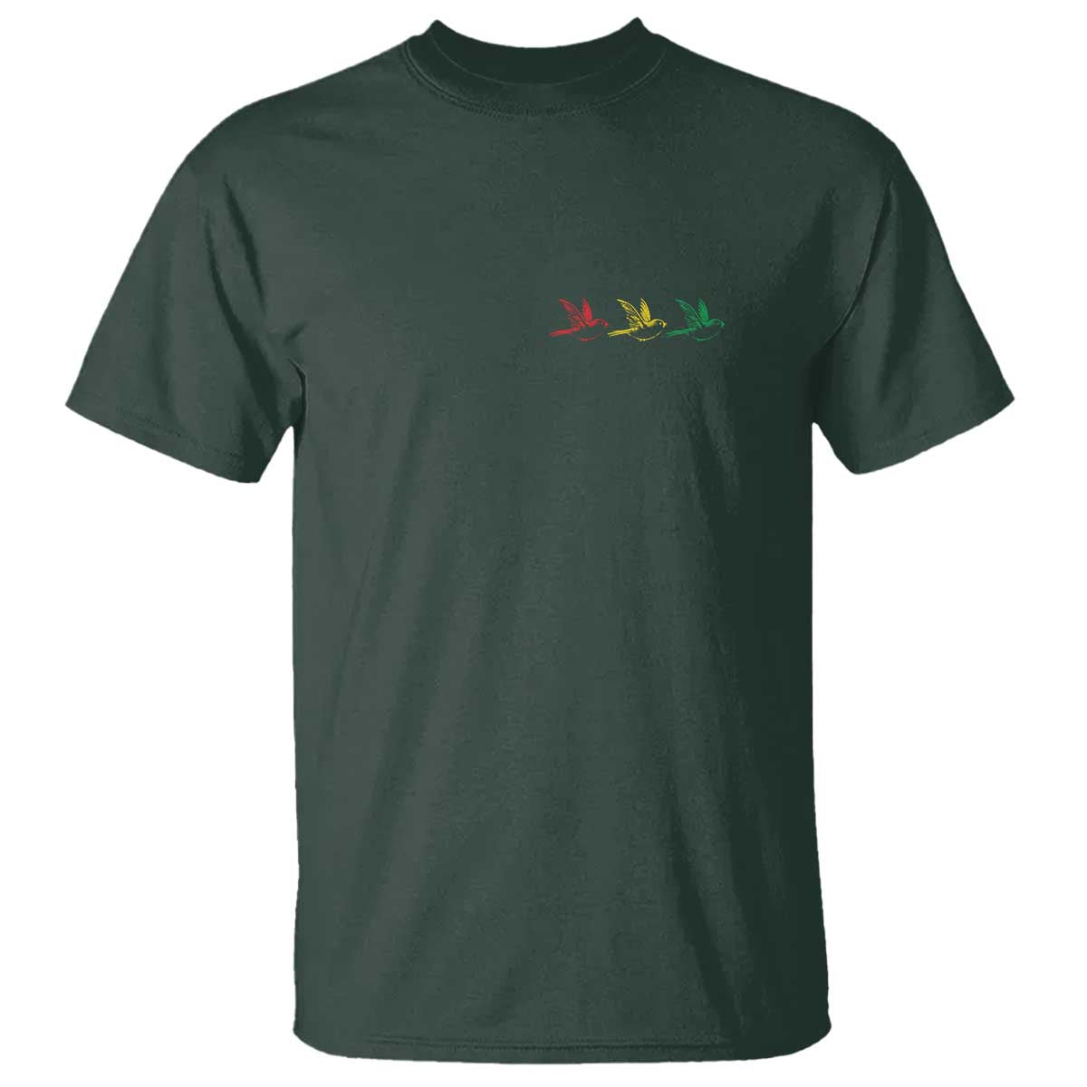 Little Birds T Shirt Rastafari Rasta Reggae Music Jamaican Pride TS10 Dark Forest Green Print Your Wear