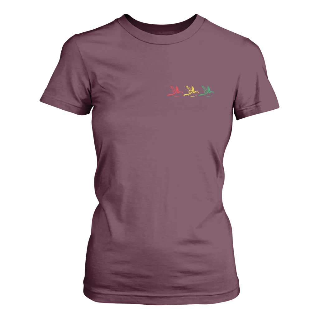 Little Birds T Shirt For Women Rastafari Rasta Reggae Music Jamaican Pride TS10 Maroon Print Your Wear