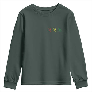 Little Birds Youth Sweatshirt Rastafari Rasta Reggae Music Jamaican Pride TS10 Dark Forest Green Print Your Wear