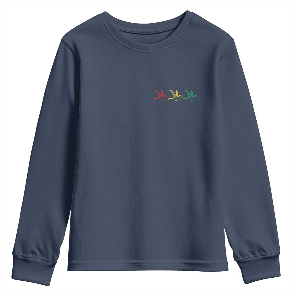 Little Birds Youth Sweatshirt Rastafari Rasta Reggae Music Jamaican Pride TS10 Navy Print Your Wear