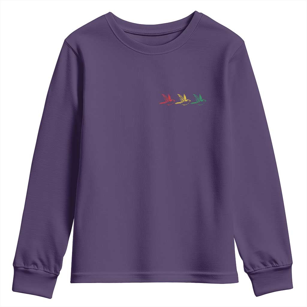 Little Birds Youth Sweatshirt Rastafari Rasta Reggae Music Jamaican Pride TS10 Purple Print Your Wear