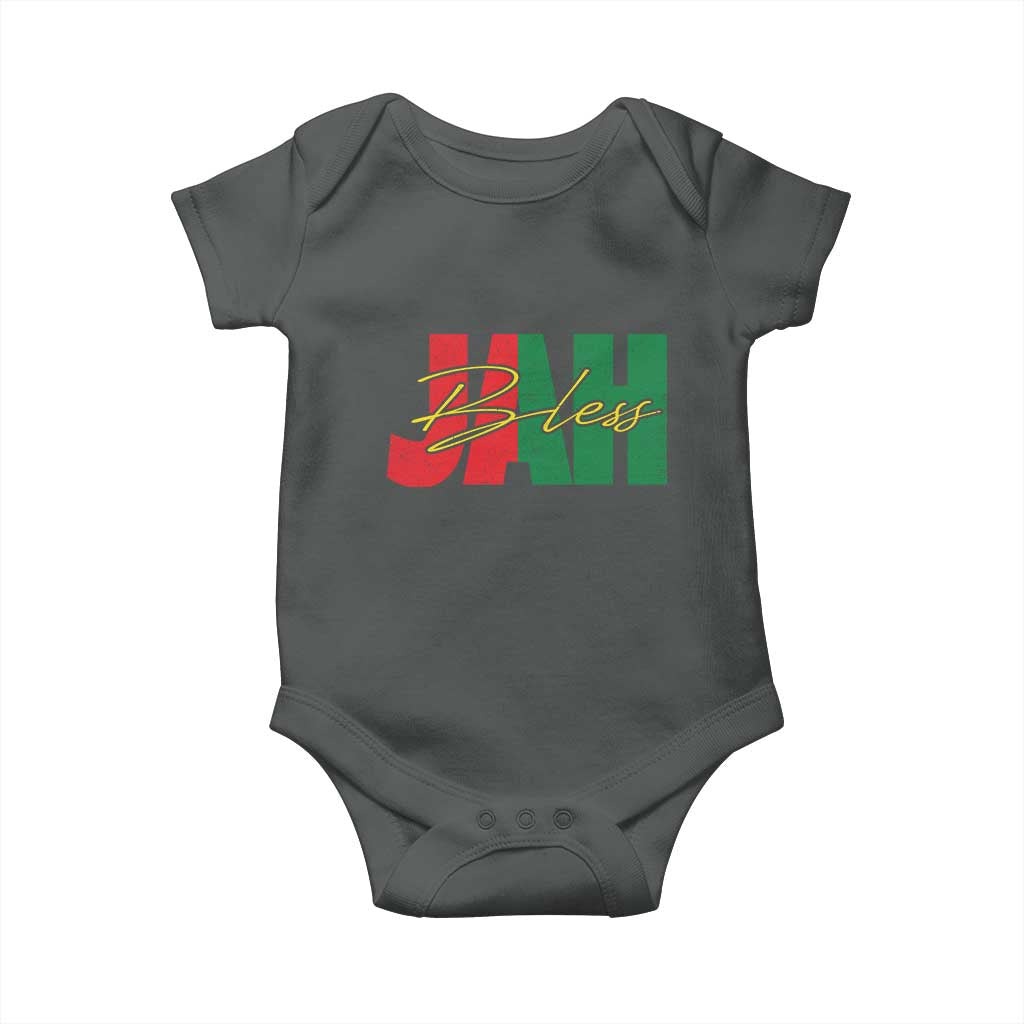 Rastafarian Jah Bless Baby Onesie Retro Reggae Rastafari Jamaica Rasta TS10 Dark Heather Print Your Wear