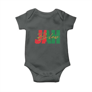 Rastafarian Jah Bless Baby Onesie Retro Reggae Rastafari Jamaica Rasta TS10 Dark Heather Print Your Wear