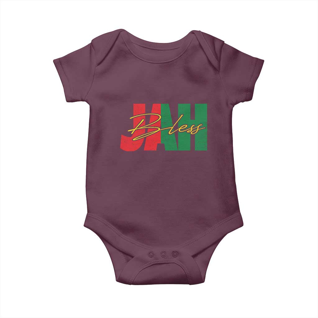 Rastafarian Jah Bless Baby Onesie Retro Reggae Rastafari Jamaica Rasta TS10 Maroon Print Your Wear