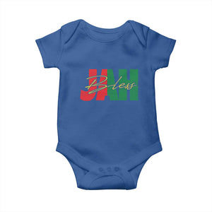 Rastafarian Jah Bless Baby Onesie Retro Reggae Rastafari Jamaica Rasta TS10 Royal Blue Print Your Wear
