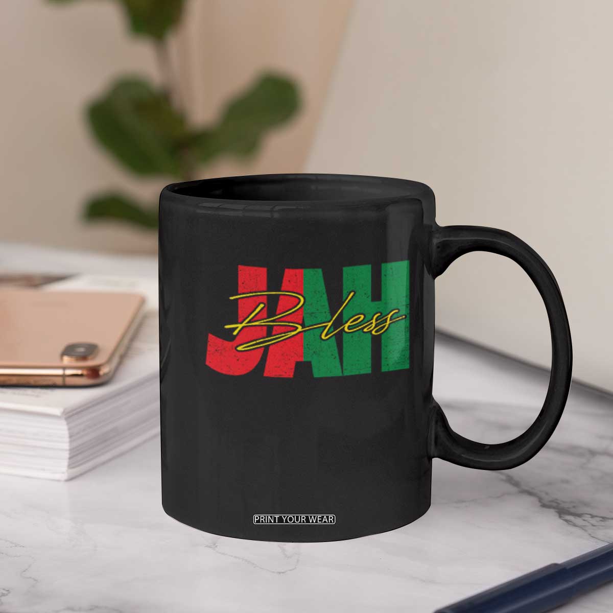 Rastafarian Jah Bless Coffee Mug Retro Reggae Rastafari Jamaica Rasta TS10 Print Your Wear