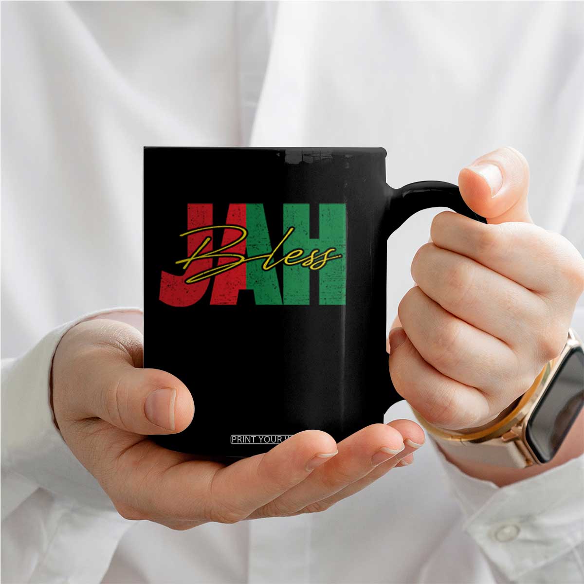 Rastafarian Jah Bless Coffee Mug Retro Reggae Rastafari Jamaica Rasta TS10 Print Your Wear