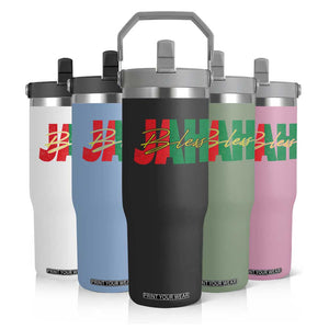 Rastafarian Jah Bless Flip Straw Tumbler Retro Reggae Rastafari Jamaica Rasta TS10 Print Your Wear