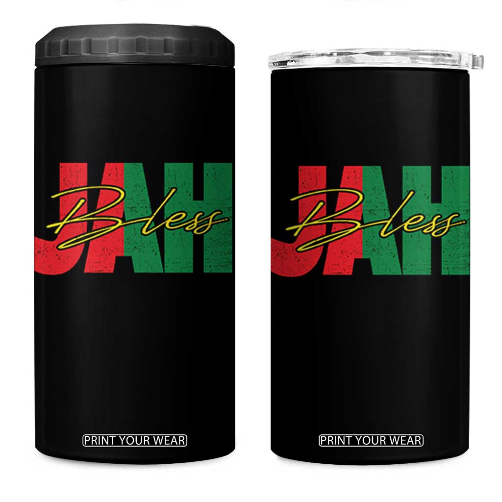 Rastafarian Jah Bless 4 in 1 Can Cooler Tumbler Retro Reggae Rastafari Jamaica Rasta TS10 One Size: 16 oz Black Print Your Wear