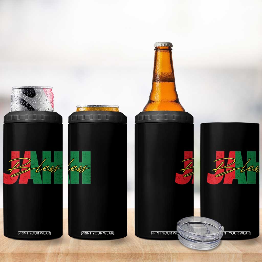 Rastafarian Jah Bless 4 in 1 Can Cooler Tumbler Retro Reggae Rastafari Jamaica Rasta TS10 Print Your Wear