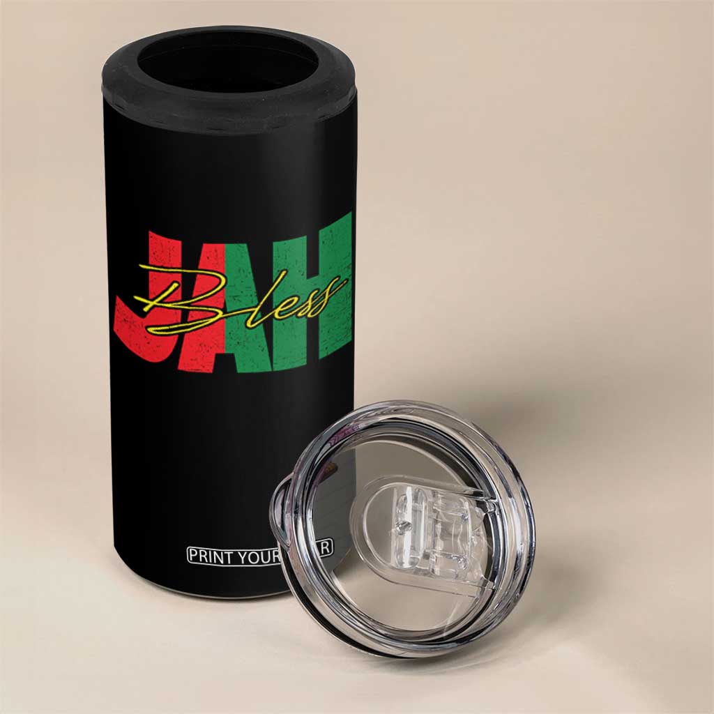 Rastafarian Jah Bless 4 in 1 Can Cooler Tumbler Retro Reggae Rastafari Jamaica Rasta TS10 Print Your Wear