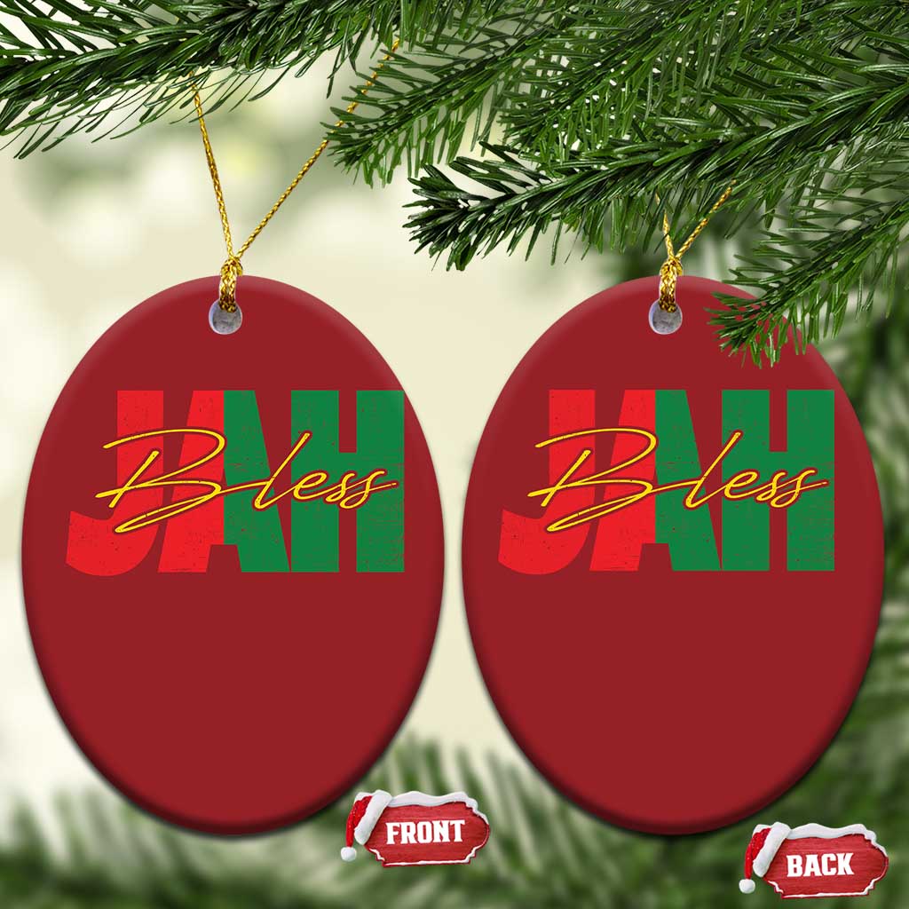 Rastafarian Jah Bless Christmas Ornament Retro Reggae Rastafari Jamaica Rasta TS10 Oval Red Print Your Wear