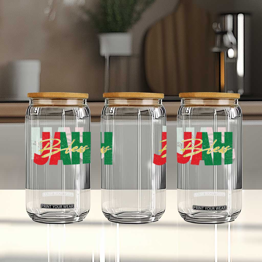 Rastafarian Jah Bless Glass Can Retro Reggae Rastafari Jamaica Rasta TS10 Print Your Wear