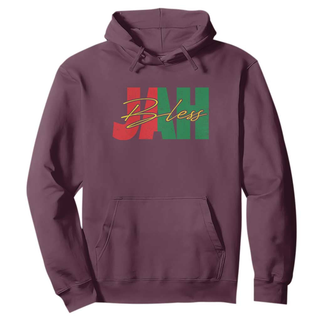 Rastafarian Jah Bless Hoodie Retro Reggae Rastafari Jamaica Rasta TS10 Maroon Print Your Wear