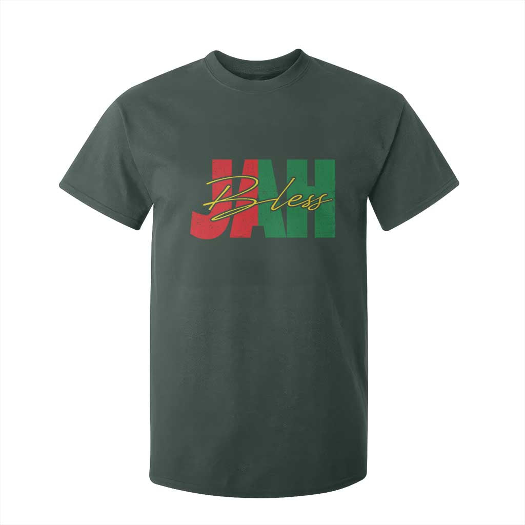 Rastafarian Jah Bless T Shirt For Kid Retro Reggae Rastafari Jamaica Rasta TS10 Dark Forest Green Print Your Wear