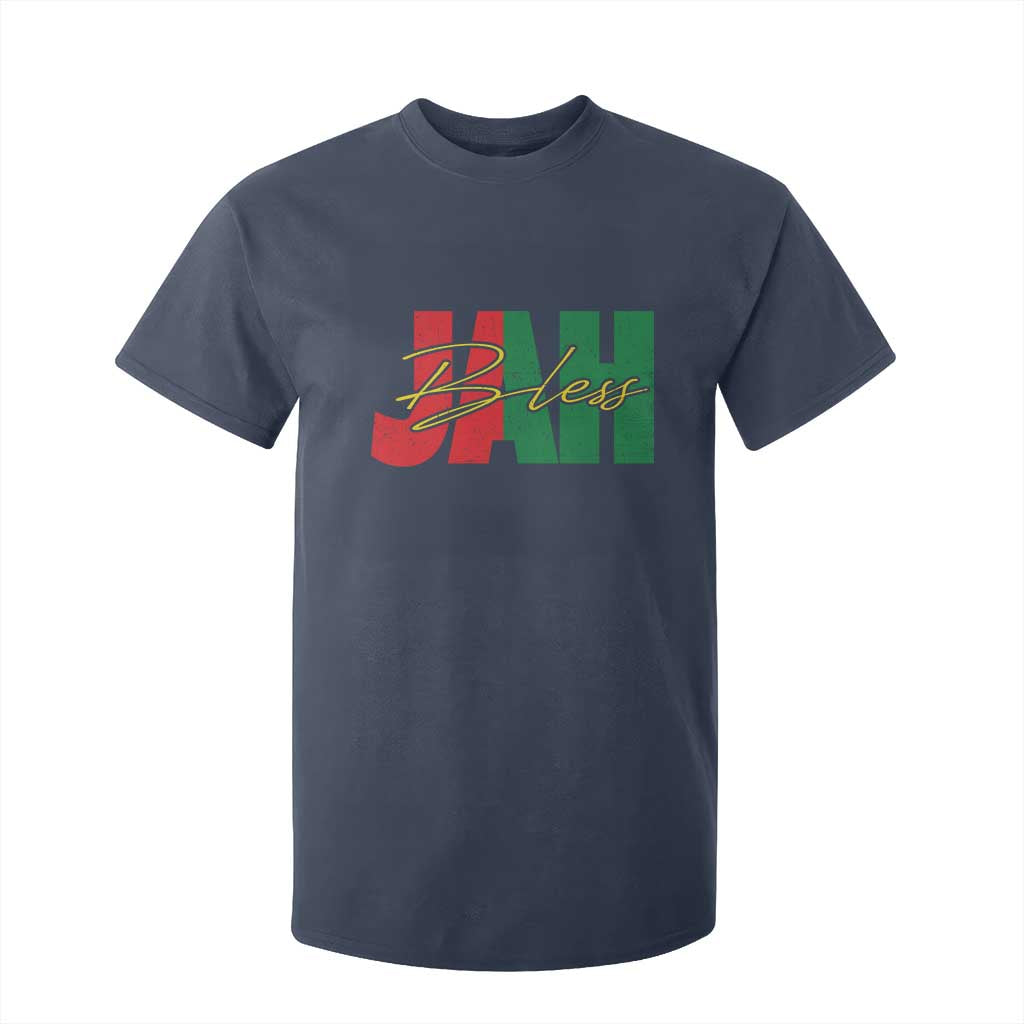 Rastafarian Jah Bless T Shirt For Kid Retro Reggae Rastafari Jamaica Rasta TS10 Navy Print Your Wear