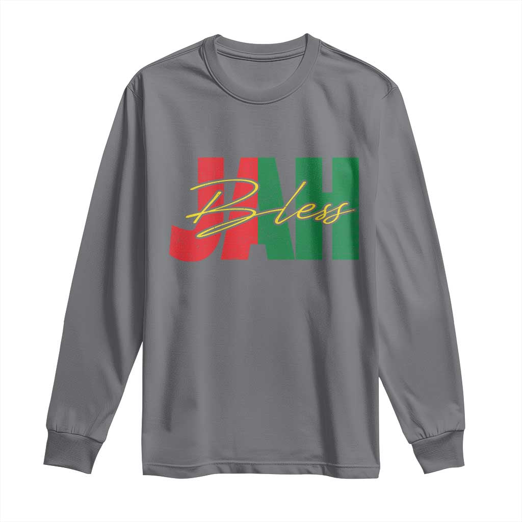 Rastafarian Jah Bless Long Sleeve Shirt Retro Reggae Rastafari Jamaica Rasta TS10 Charcoal Print Your Wear