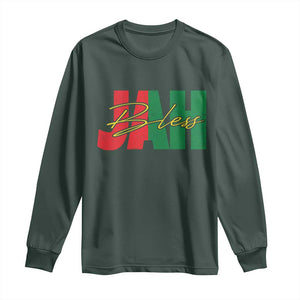 Rastafarian Jah Bless Long Sleeve Shirt Retro Reggae Rastafari Jamaica Rasta TS10 Dark Forest Green Print Your Wear