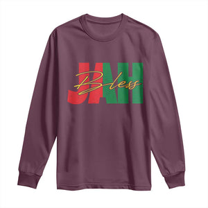 Rastafarian Jah Bless Long Sleeve Shirt Retro Reggae Rastafari Jamaica Rasta TS10 Maroon Print Your Wear