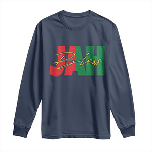 Rastafarian Jah Bless Long Sleeve Shirt Retro Reggae Rastafari Jamaica Rasta TS10 Navy Print Your Wear