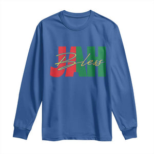 Rastafarian Jah Bless Long Sleeve Shirt Retro Reggae Rastafari Jamaica Rasta TS10 Royal Blue Print Your Wear