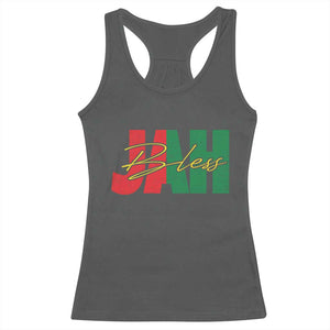 Rastafarian Jah Bless Racerback Tank Top Retro Reggae Rastafari Jamaica Rasta TS10 Dark Heather Print Your Wear