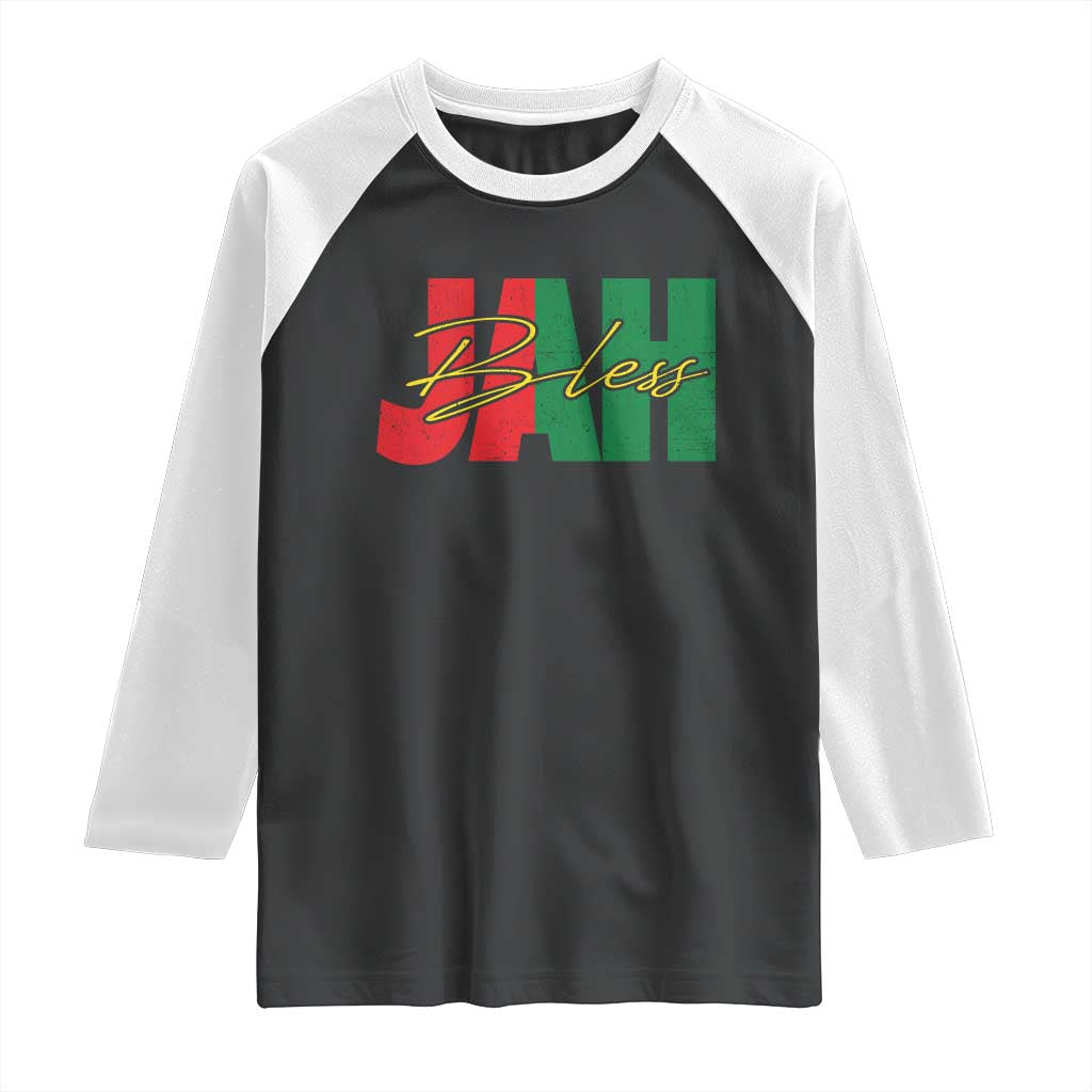 Rastafarian Jah Bless Raglan Shirt Retro Reggae Rastafari Jamaica Rasta TS10 Black White Print Your Wear
