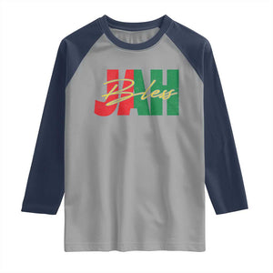 Rastafarian Jah Bless Raglan Shirt Retro Reggae Rastafari Jamaica Rasta TS10 Sport Gray Navy Print Your Wear