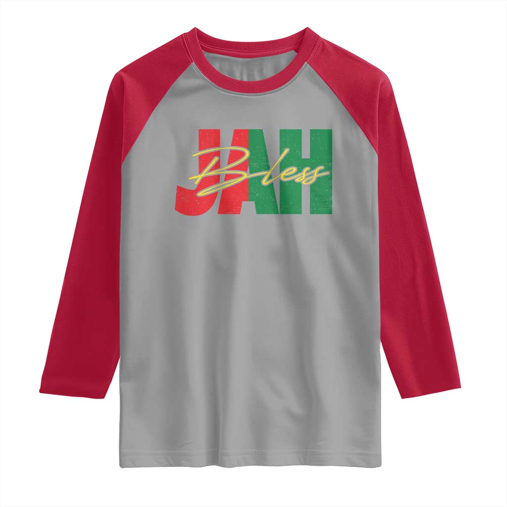 Rastafarian Jah Bless Raglan Shirt Retro Reggae Rastafari Jamaica Rasta TS10 Sport Gray Red Print Your Wear