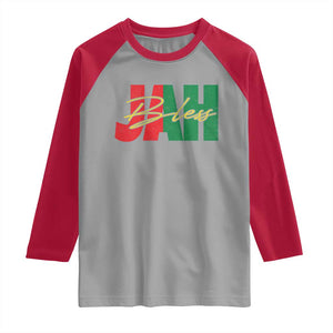 Rastafarian Jah Bless Raglan Shirt Retro Reggae Rastafari Jamaica Rasta TS10 Sport Gray Red Print Your Wear