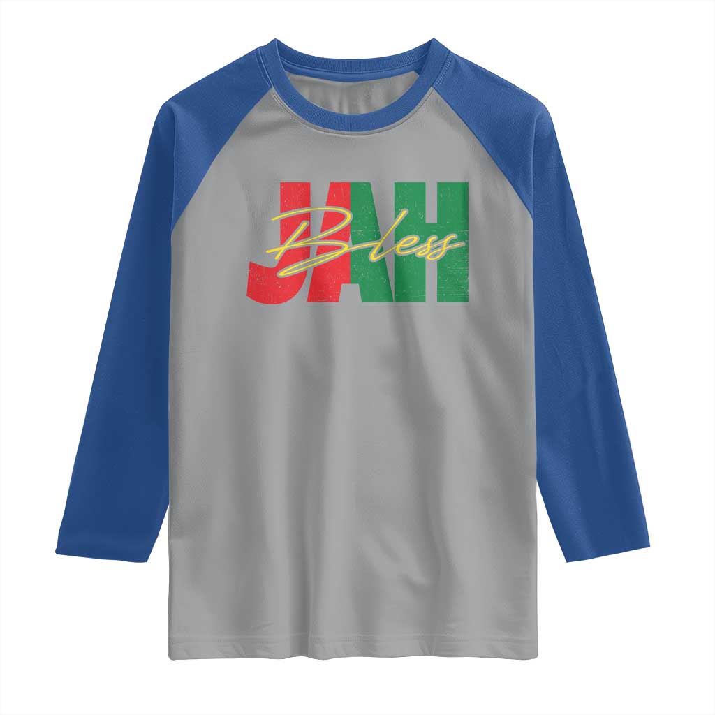 Rastafarian Jah Bless Raglan Shirt Retro Reggae Rastafari Jamaica Rasta TS10 Sport Gray Royal Print Your Wear