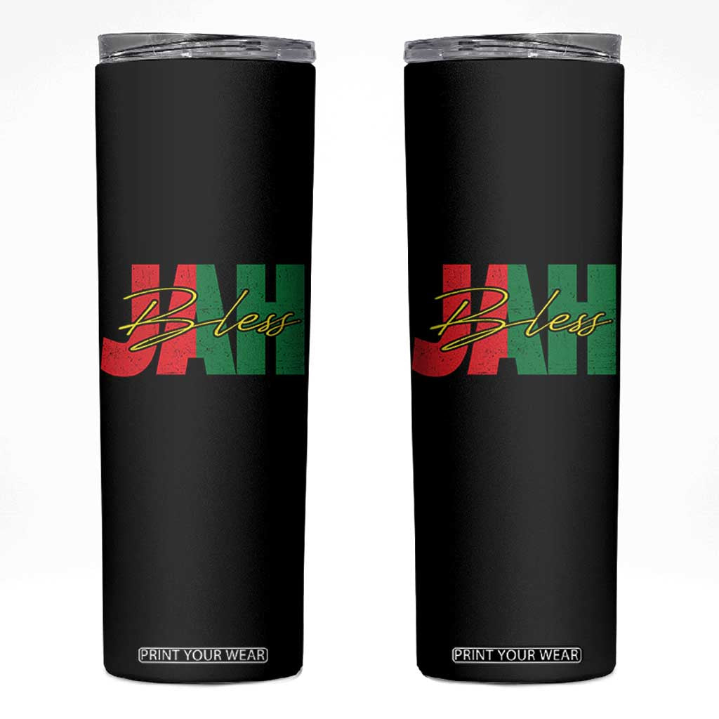 Rastafarian Jah Bless Skinny Tumbler Retro Reggae Rastafari Jamaica Rasta TS10 Black Print Your Wear