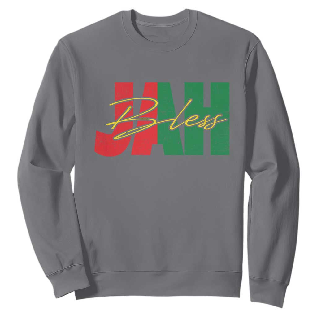 Rastafarian Jah Bless Sweatshirt Retro Reggae Rastafari Jamaica Rasta TS10 Charcoal Print Your Wear