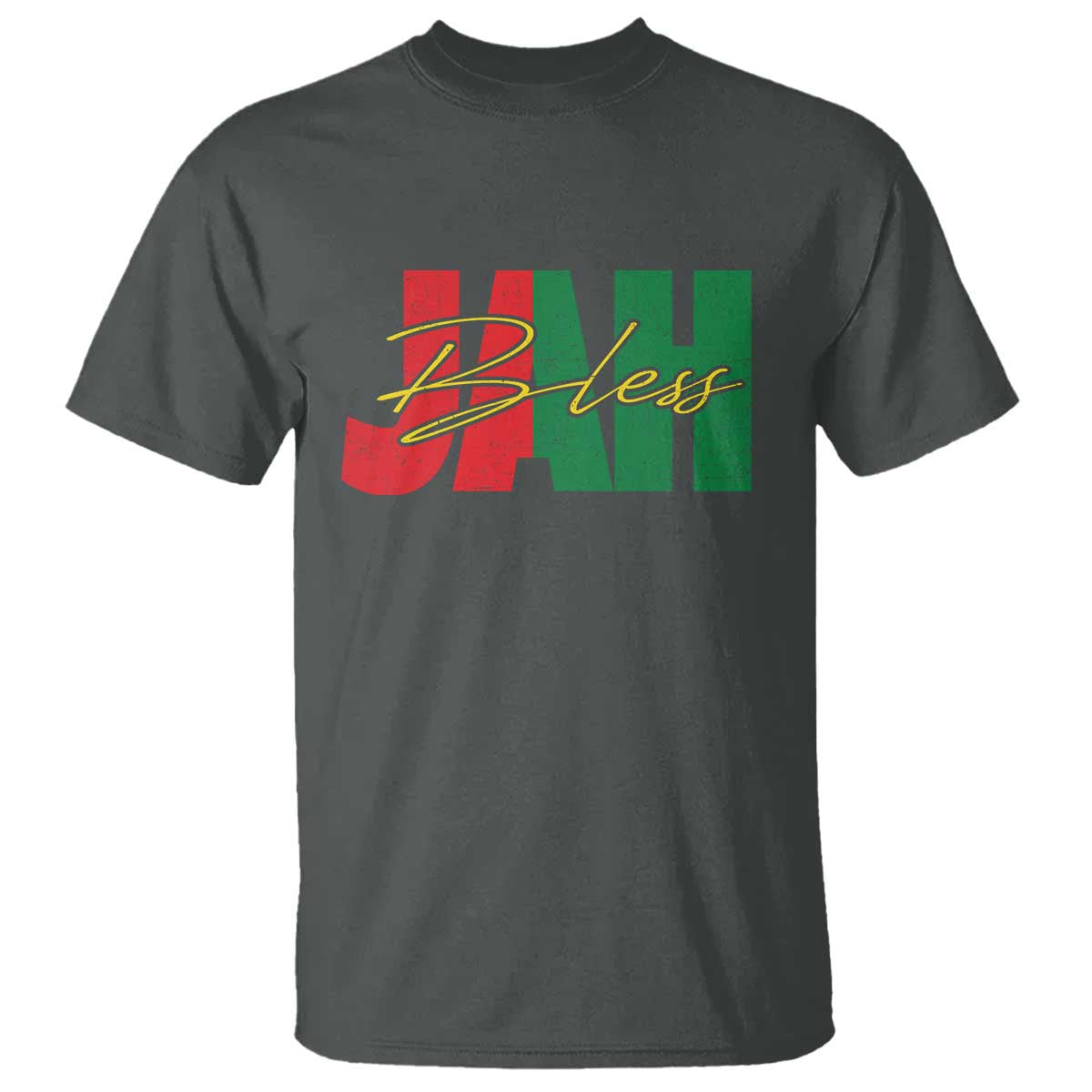 Rastafarian Jah Bless T Shirt Retro Reggae Rastafari Jamaica Rasta TS10 Dark Heather Print Your Wear