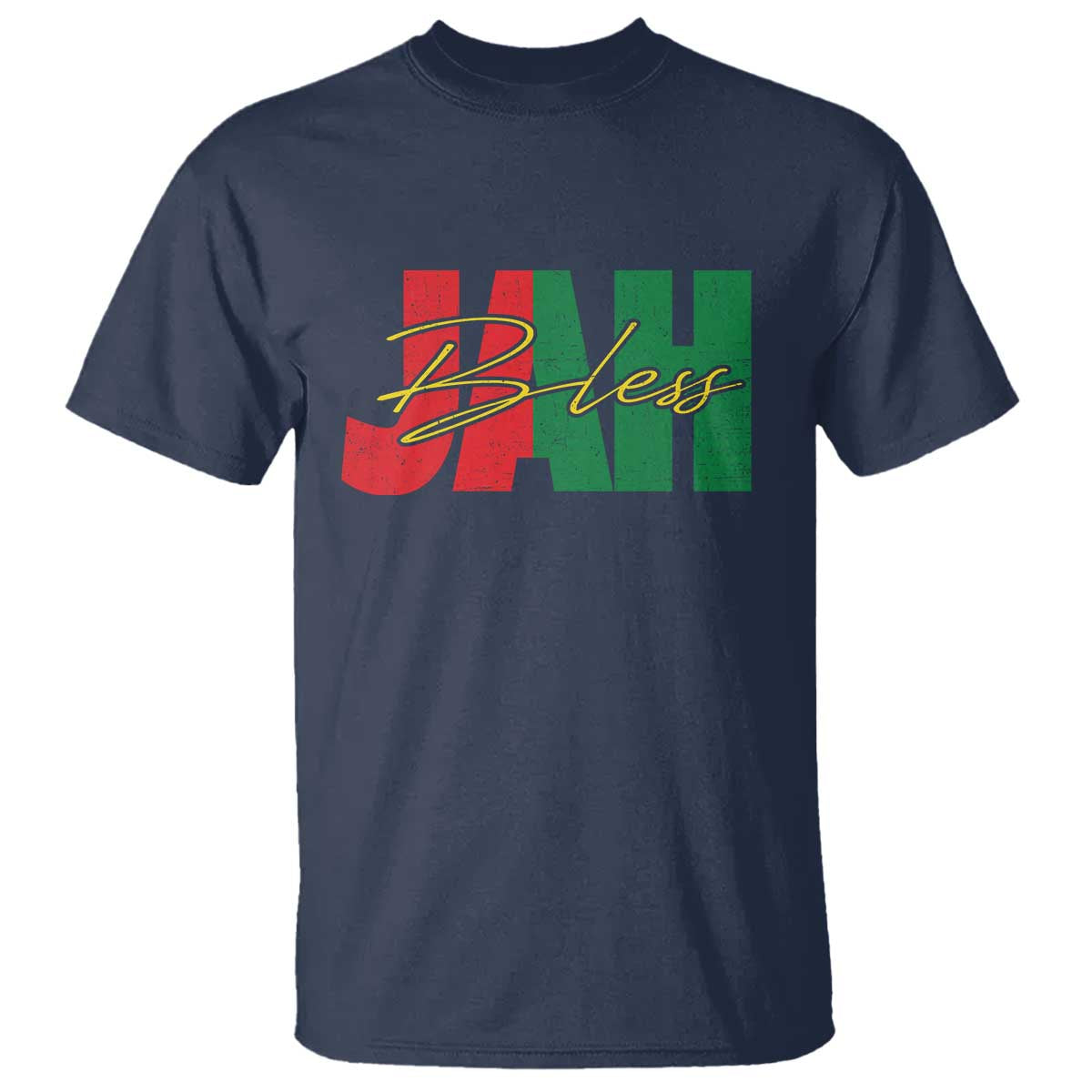 Rastafarian Jah Bless T Shirt Retro Reggae Rastafari Jamaica Rasta TS10 Navy Print Your Wear