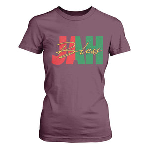 Rastafarian Jah Bless T Shirt For Women Retro Reggae Rastafari Jamaica Rasta TS10 Maroon Print Your Wear