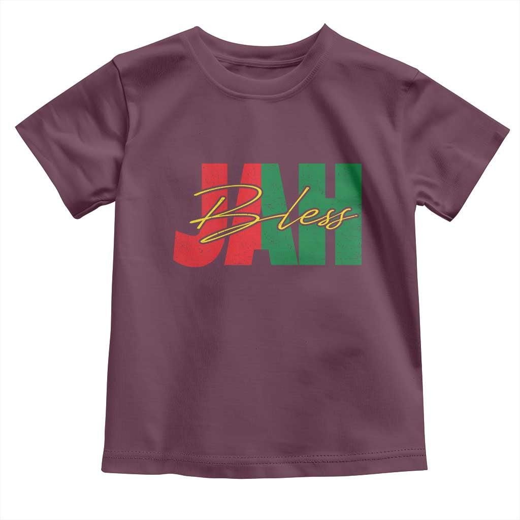 Rastafarian Jah Bless Toddler T Shirt Retro Reggae Rastafari Jamaica Rasta TS10 Maroon Print Your Wear