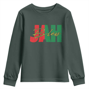 Rastafarian Jah Bless Youth Sweatshirt Retro Reggae Rastafari Jamaica Rasta TS10 Dark Forest Green Print Your Wear