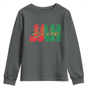 Rastafarian Jah Bless Youth Sweatshirt Retro Reggae Rastafari Jamaica Rasta TS10 Dark Heather Print Your Wear