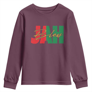 Rastafarian Jah Bless Youth Sweatshirt Retro Reggae Rastafari Jamaica Rasta TS10 Maroon Print Your Wear