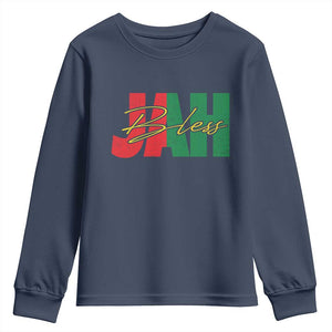 Rastafarian Jah Bless Youth Sweatshirt Retro Reggae Rastafari Jamaica Rasta TS10 Navy Print Your Wear