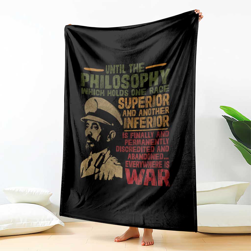 Haile Selassie Throw Blanket War Speech Lion of Judah Rasta Jah Bless TS10 Print Your Wear
