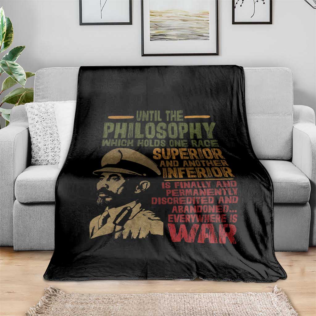 Haile Selassie Throw Blanket War Speech Lion of Judah Rasta Jah Bless TS10 Print Your Wear