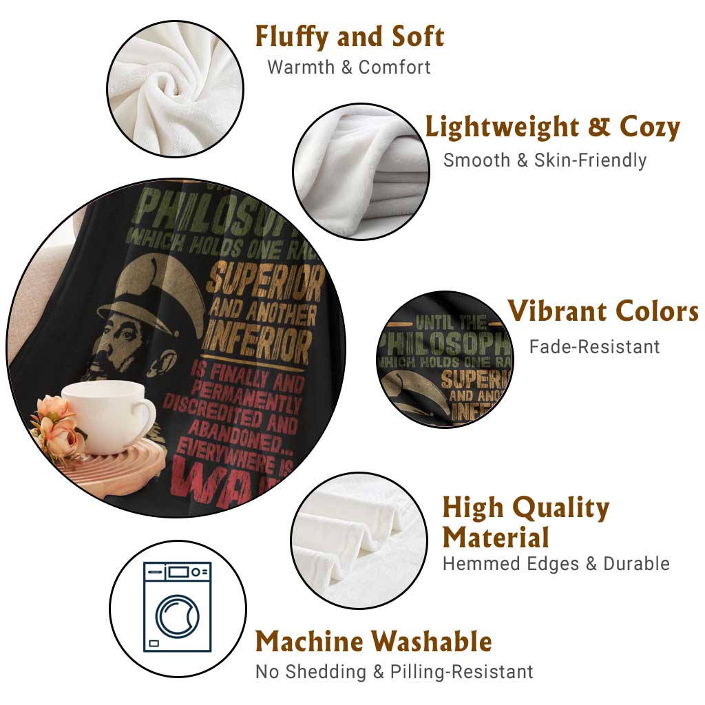 Haile Selassie Throw Blanket War Speech Lion of Judah Rasta Jah Bless TS10 Print Your Wear