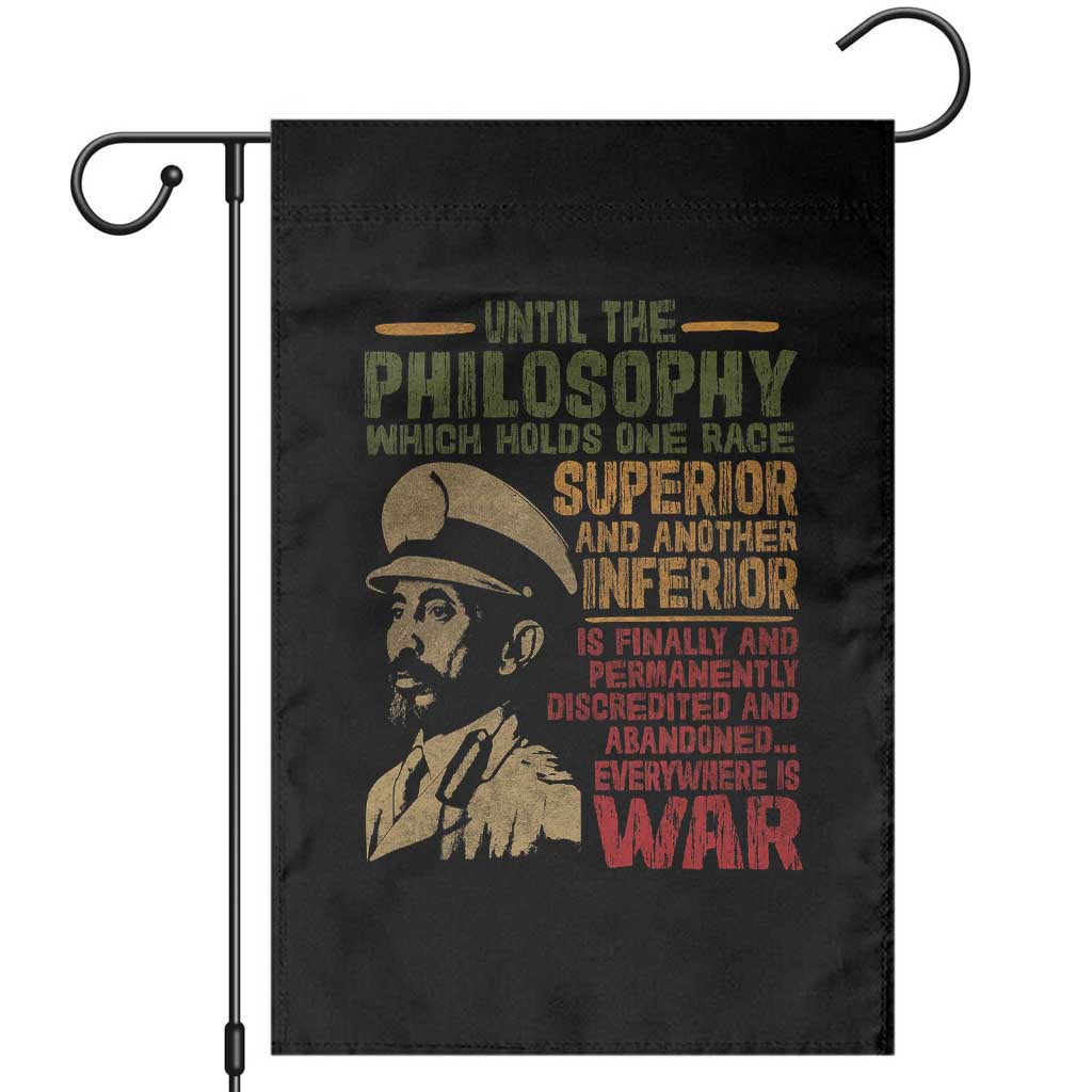 Haile Selassie Garden Flag War Speech Lion of Judah Rasta Jah Bless TS10 Black Print Your Wear