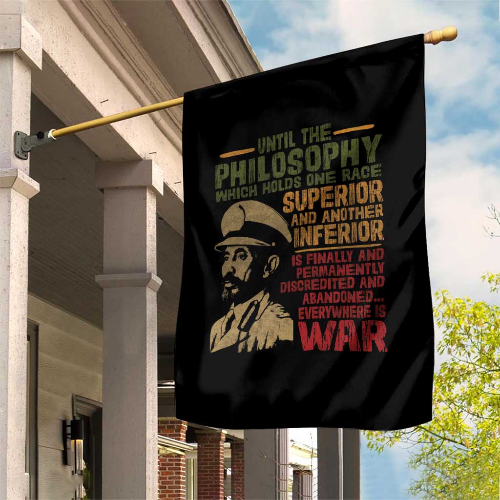Haile Selassie Garden Flag War Speech Lion of Judah Rasta Jah Bless TS10 Print Your Wear
