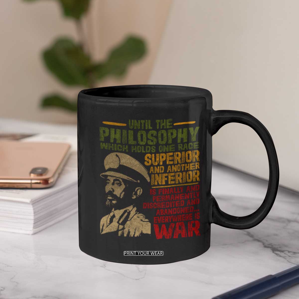 Haile Selassie Coffee Mug War Speech Lion of Judah Rasta Jah Bless TS10 Print Your Wear