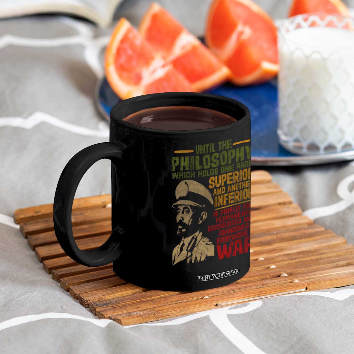 Haile Selassie Coffee Mug War Speech Lion of Judah Rasta Jah Bless TS10 Print Your Wear